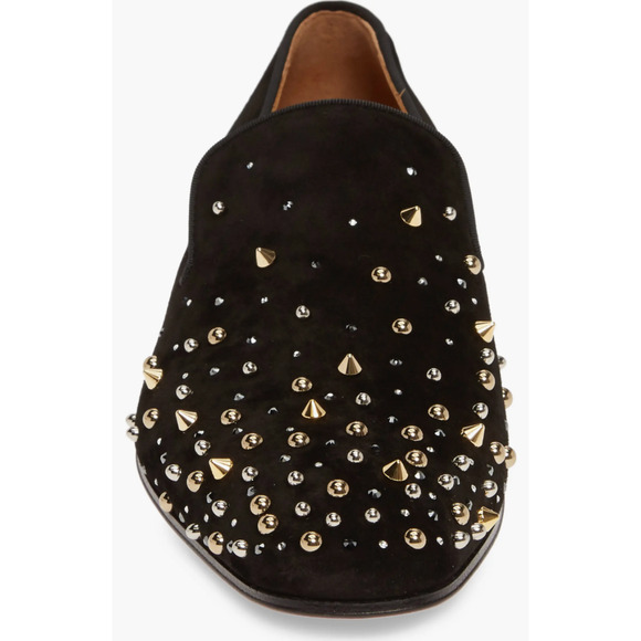 Christian Louboutin Mens Milkylion Flat Black Suede Gold Spike Dress Loafer 40 7 main image 4